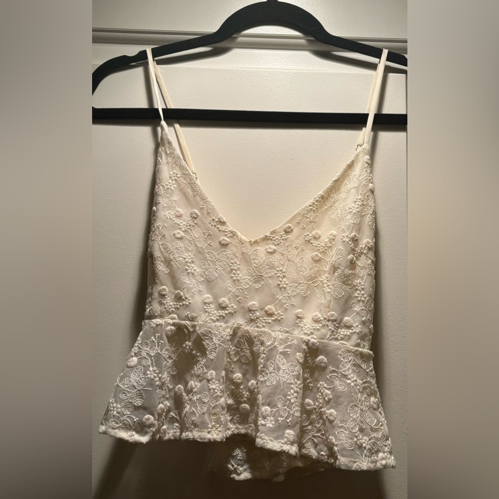White lace 80s crop top